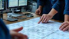 Engineers designing automated equipment